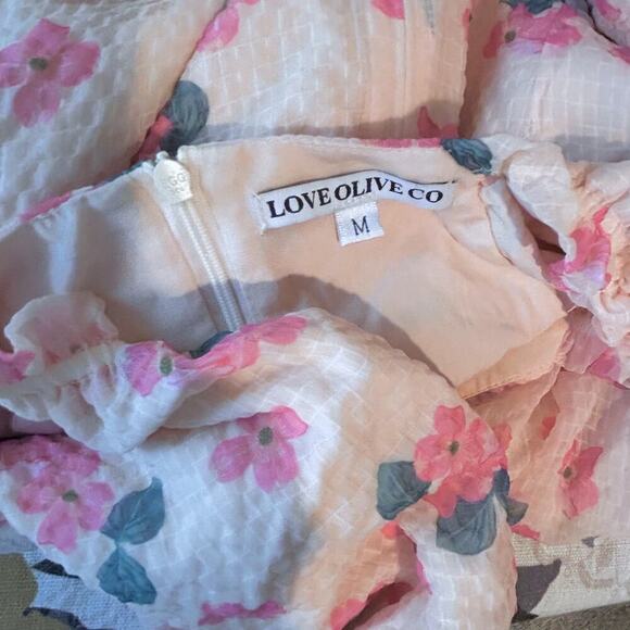 Feminine Modest Garden Girl Puff Sleeve Romantic Pink Floral Dress Size Medium - Picture 10 of 12